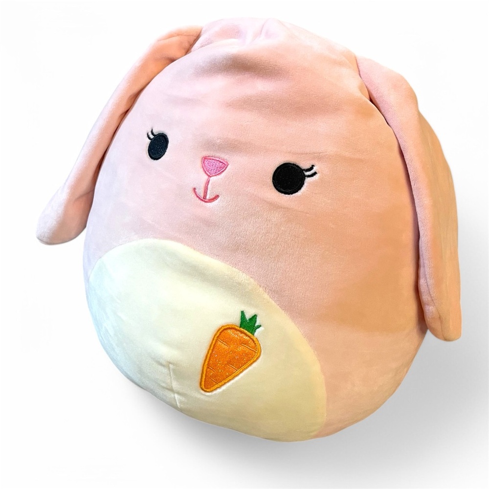 Squishmallow Bop the Pink Bunny Rare Easter Plush 12 Inch Rabbit with Carrot